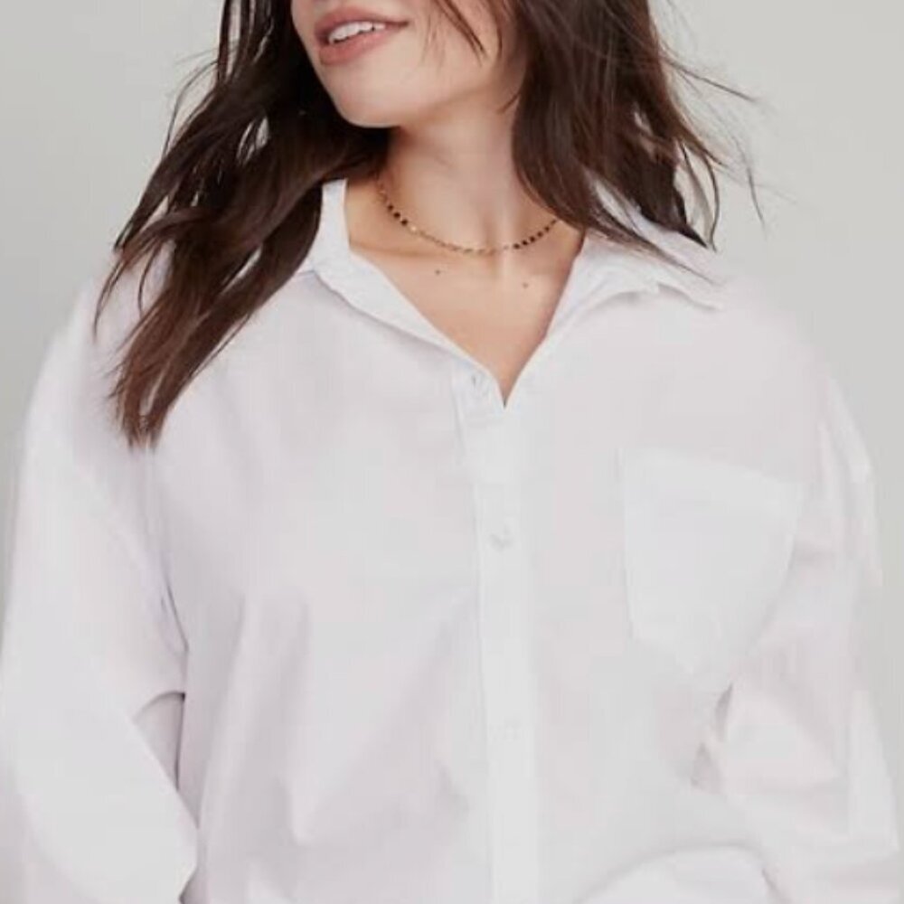 Old Navy Oversized Button-Down Boyfriend Shirt XXL White Casual Office Coverup